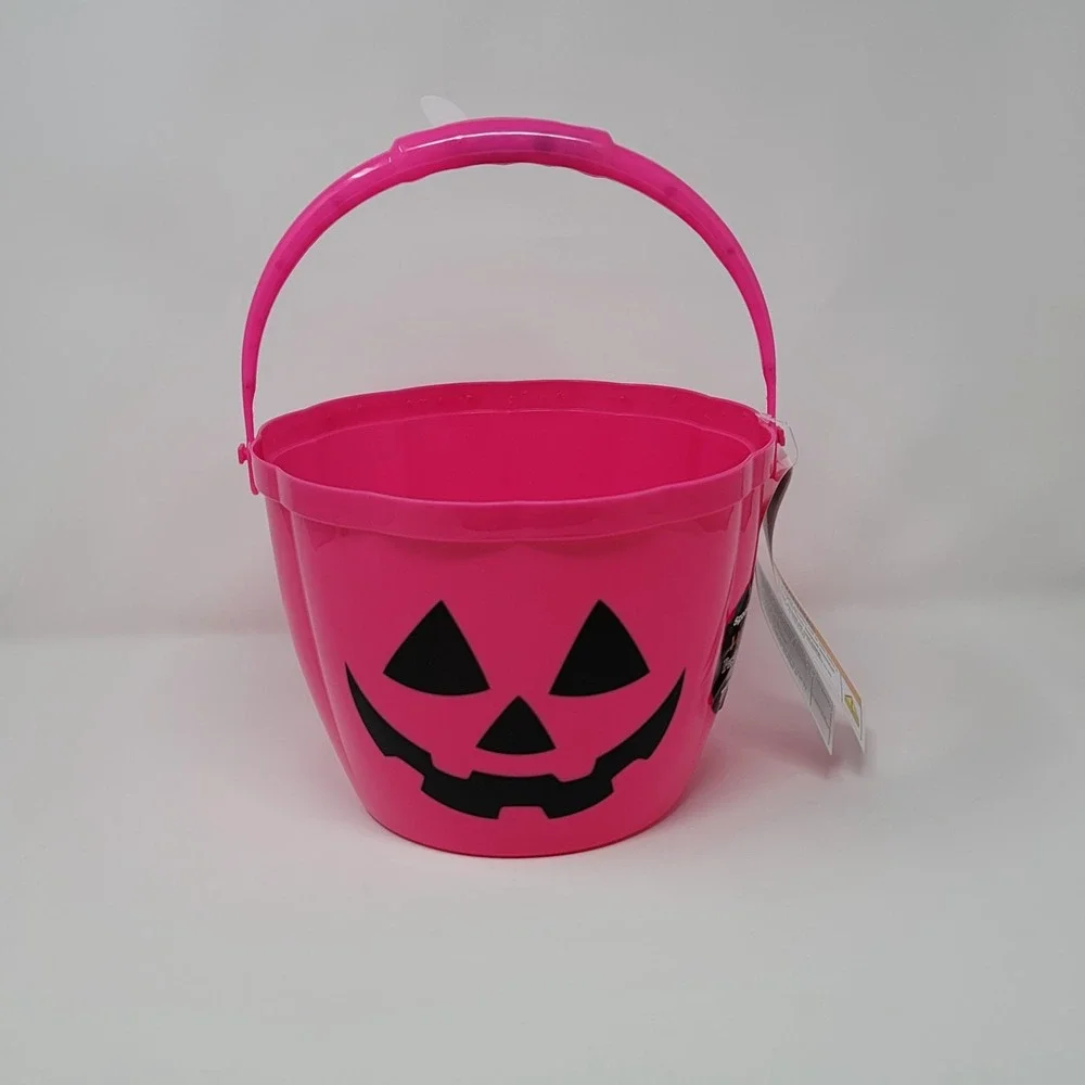 Spooky Village‎ Halloween Light Up Trick or Treat Candy Bucket Pail Pumpkin Pink